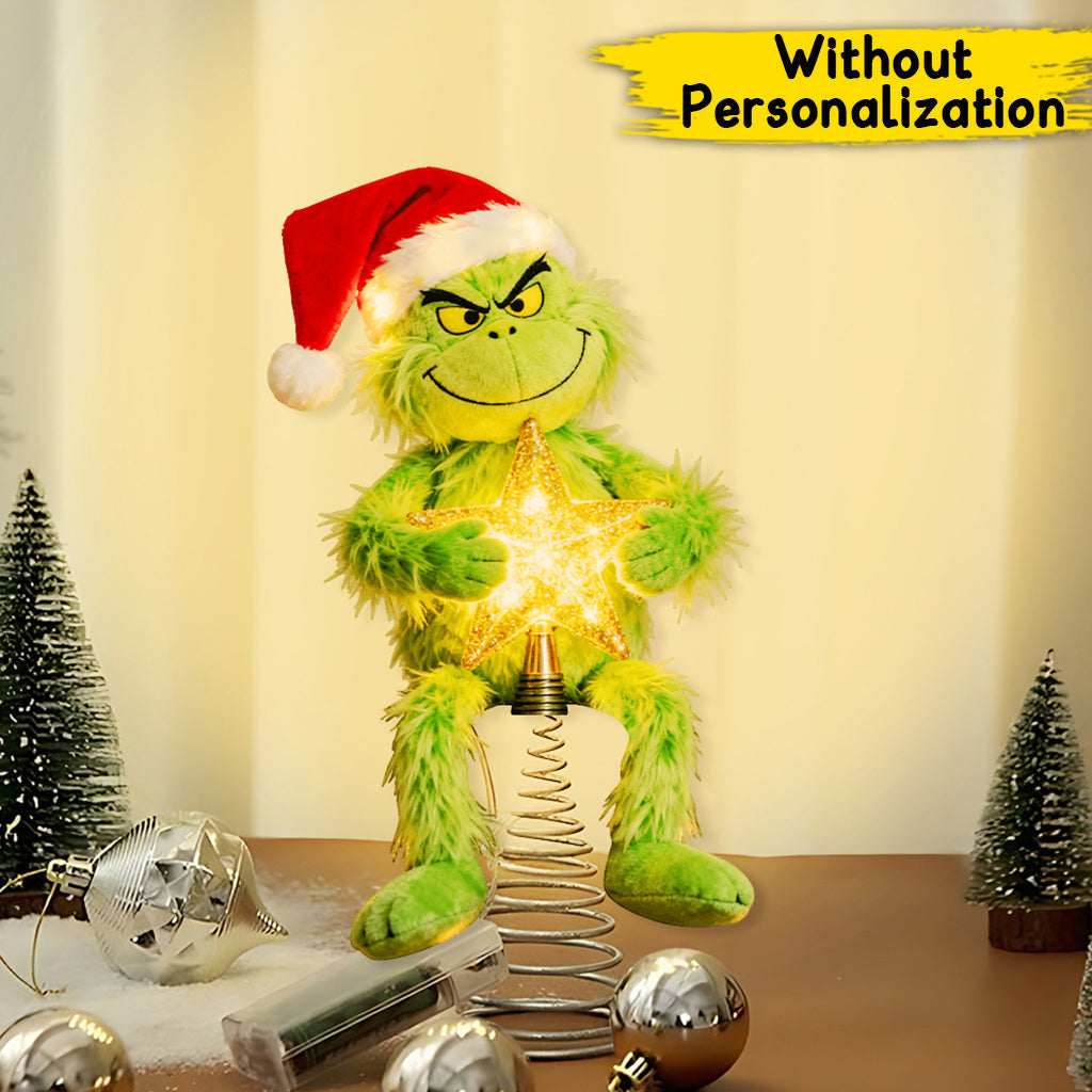 Personalized Grinch LED Tree Topper with Star Gift for Christmas LED Light Tree Topper GradoCreations