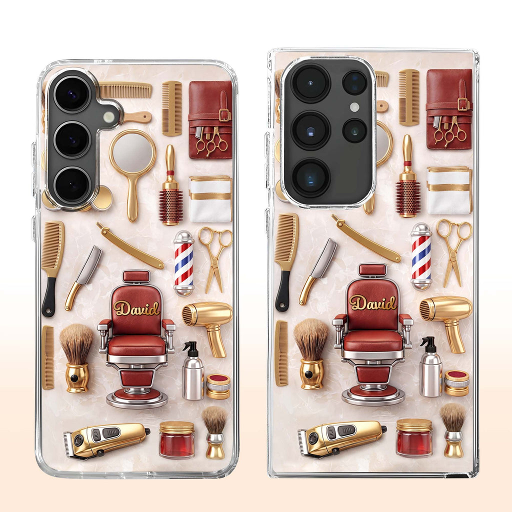 Personalized Clear Phone Case Custom Name Gift for Barber Clear Phone Case GradoCreations