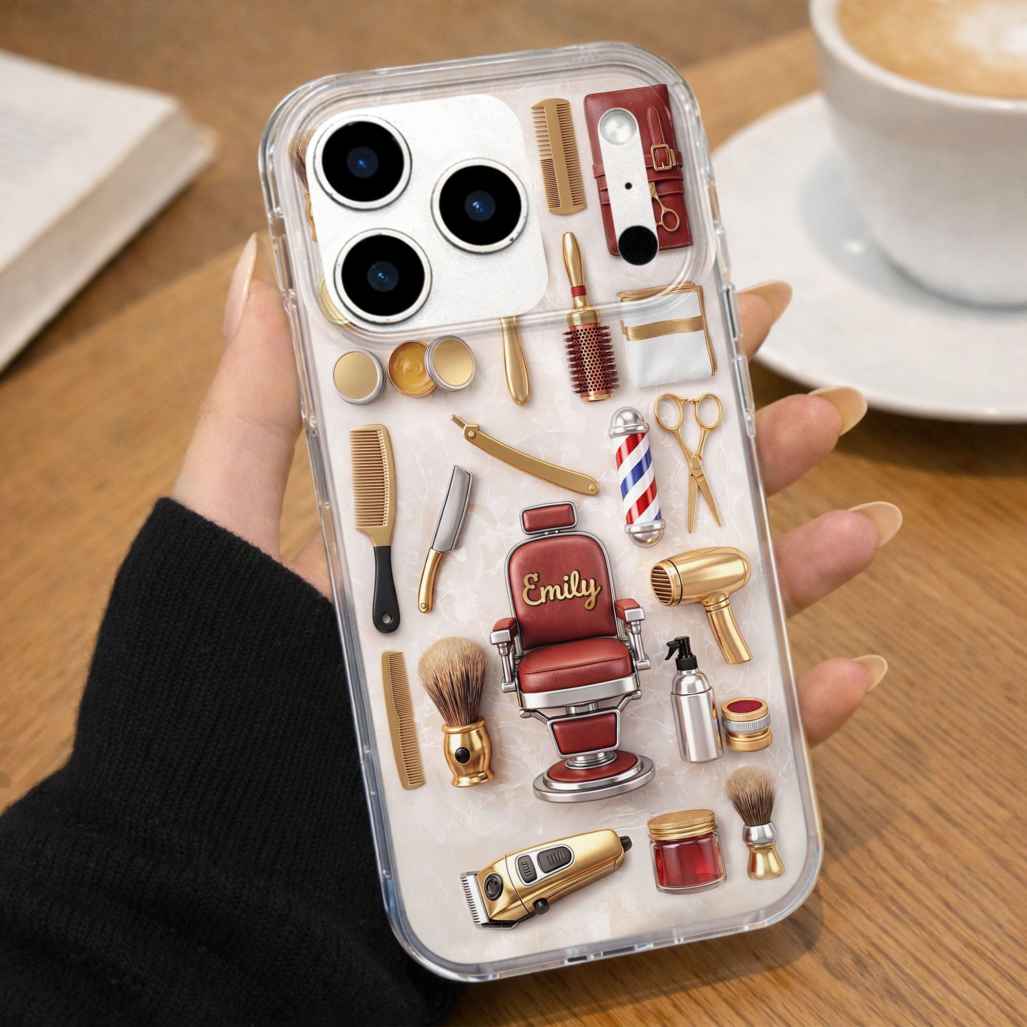Personalized Clear Phone Case Custom Name Gift for Barber Clear Phone Case GradoCreations