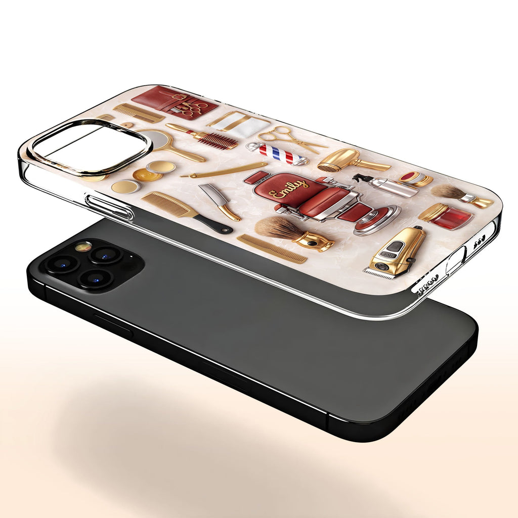 Personalized Clear Phone Case Custom Name Gift for Barber Clear Phone Case GradoCreations