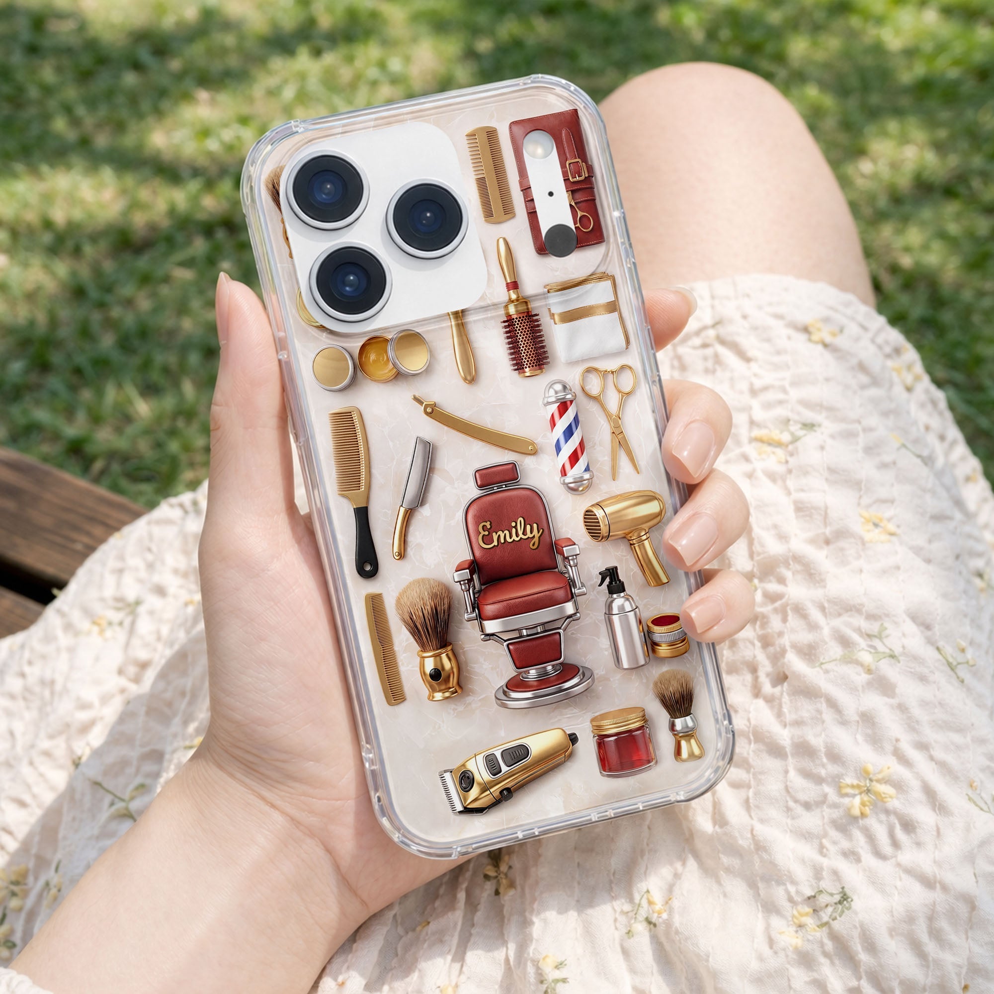 Personalized Clear Phone Case Custom Name Gift for Barber Clear Phone Case GradoCreations