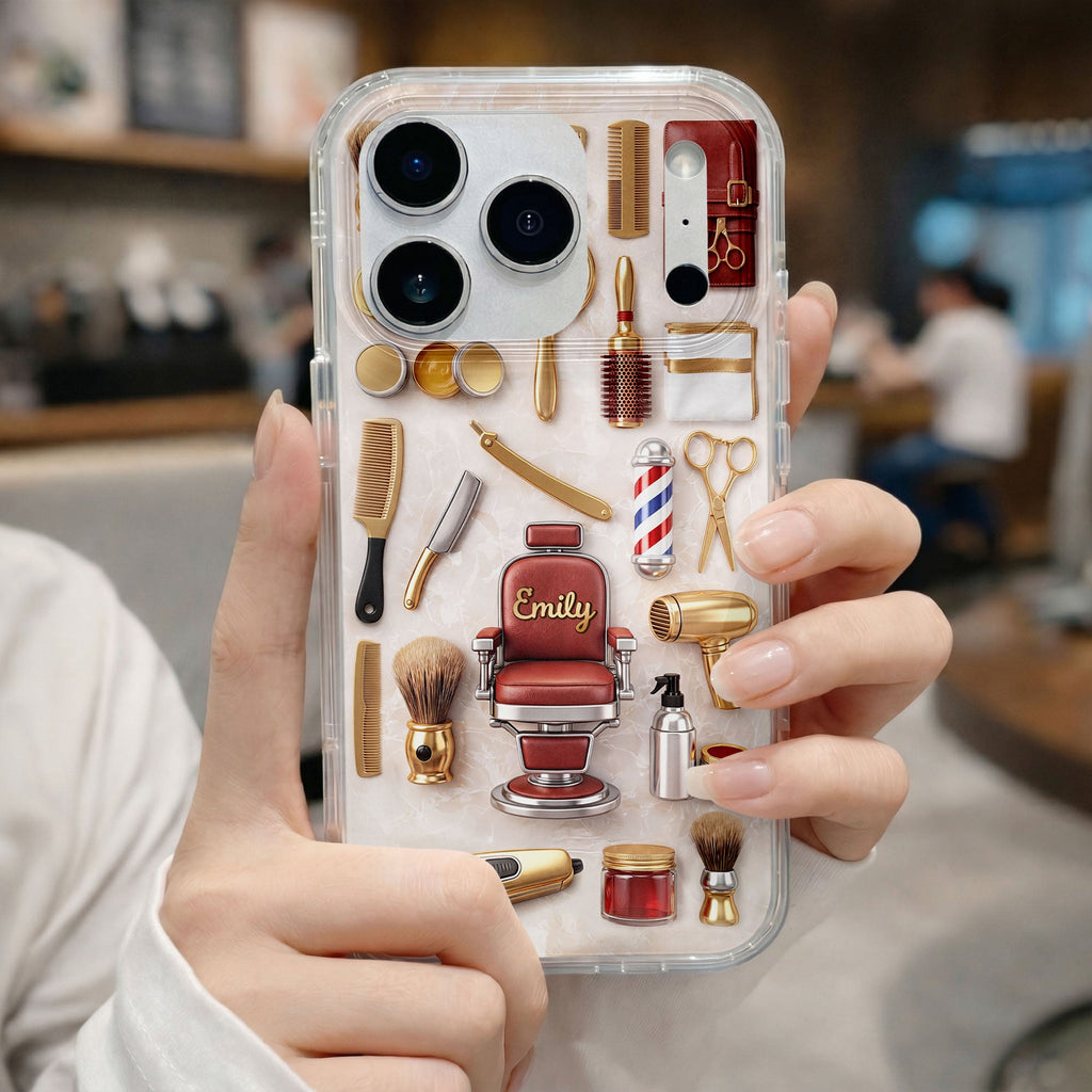 Personalized Clear Phone Case Custom Name Gift for Barber Clear Phone Case GradoCreations