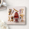 Personalized Ceramic Coaster Custom Barber Chair Gift for Dad Square Ceramic Coaster GradoCreations