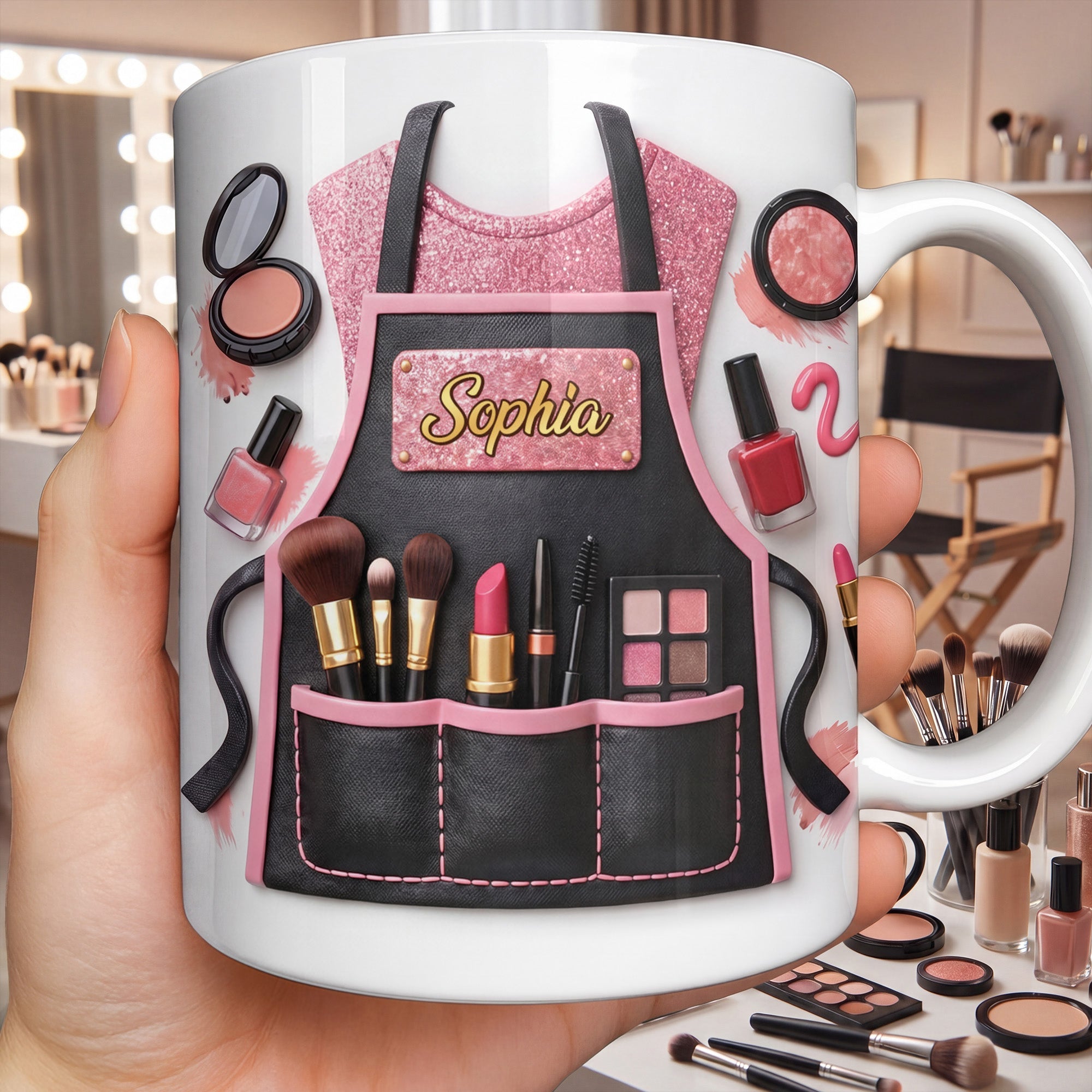 Personalized Makeup Artist Coffee Mug Custom Gift for Beautician Edge-to-edge Mug GradoCreations
