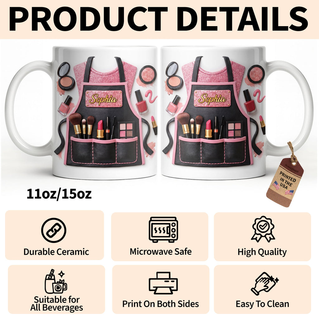 Personalized Makeup Artist Coffee Mug Custom Gift for Beautician Edge-to-edge Mug GradoCreations