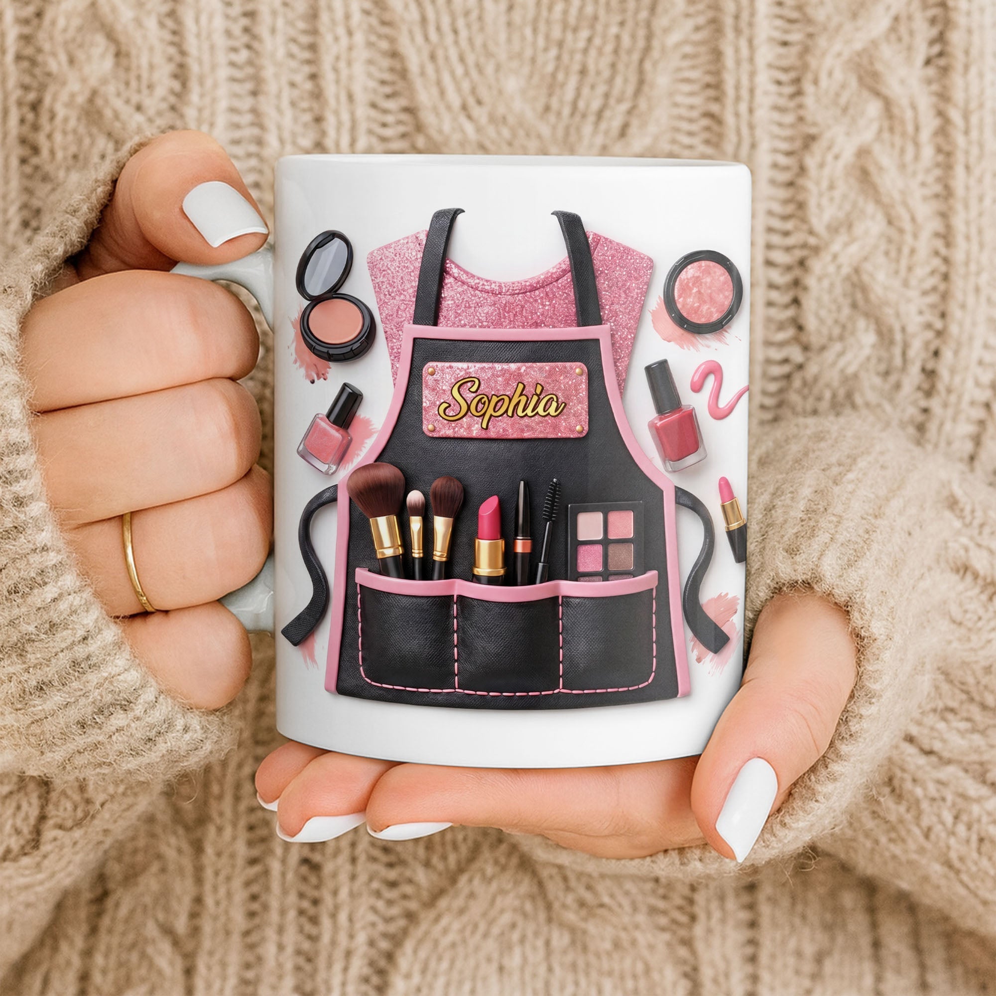 Personalized Makeup Artist Coffee Mug Custom Gift for Beautician Edge-to-edge Mug GradoCreations