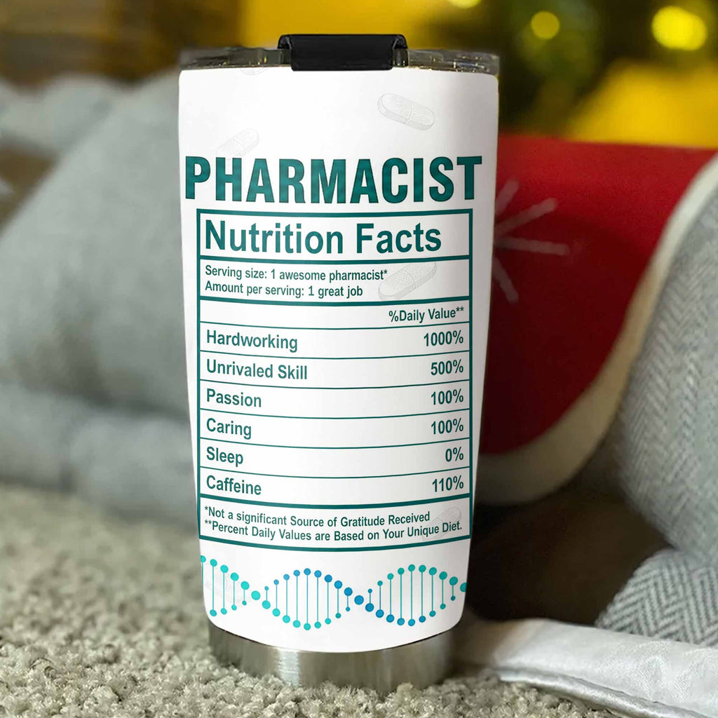 Personalized Nutrition Facts Stainless Steel Tumbler for Pharmacists - Custom 20oz/30oz Gift Tumbler GradoCreations