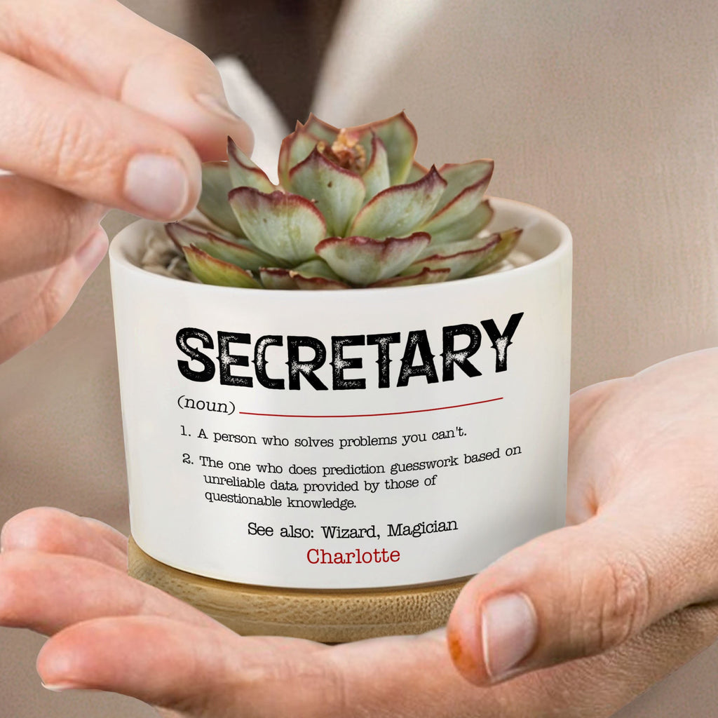 Personalized Ceramic Plant Pot Custom Name Gift for Coworkers Ceramic Plant Pot GradoCreations