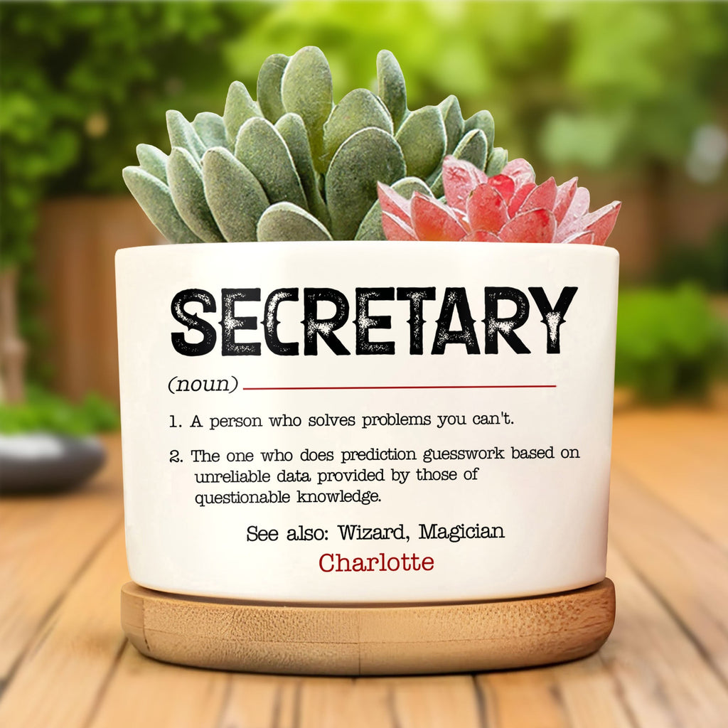 Personalized Ceramic Plant Pot Custom Name Gift for Coworkers Ceramic Plant Pot GradoCreations