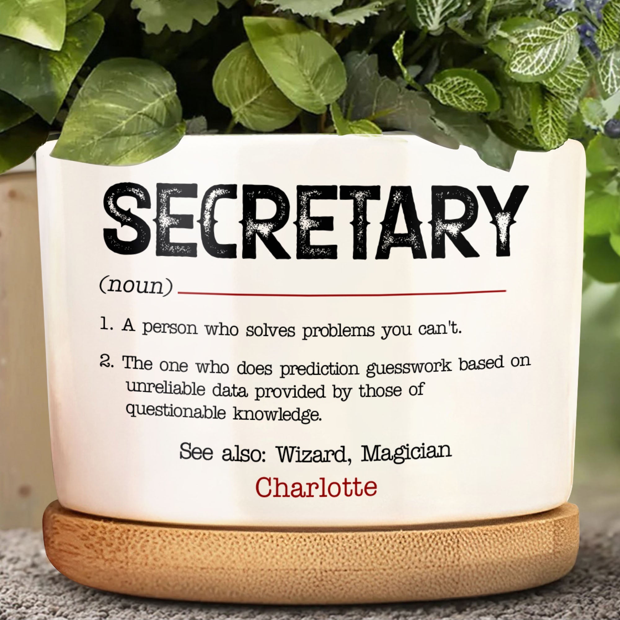 Personalized Ceramic Plant Pot Custom Name Gift for Coworkers Ceramic Plant Pot GradoCreations