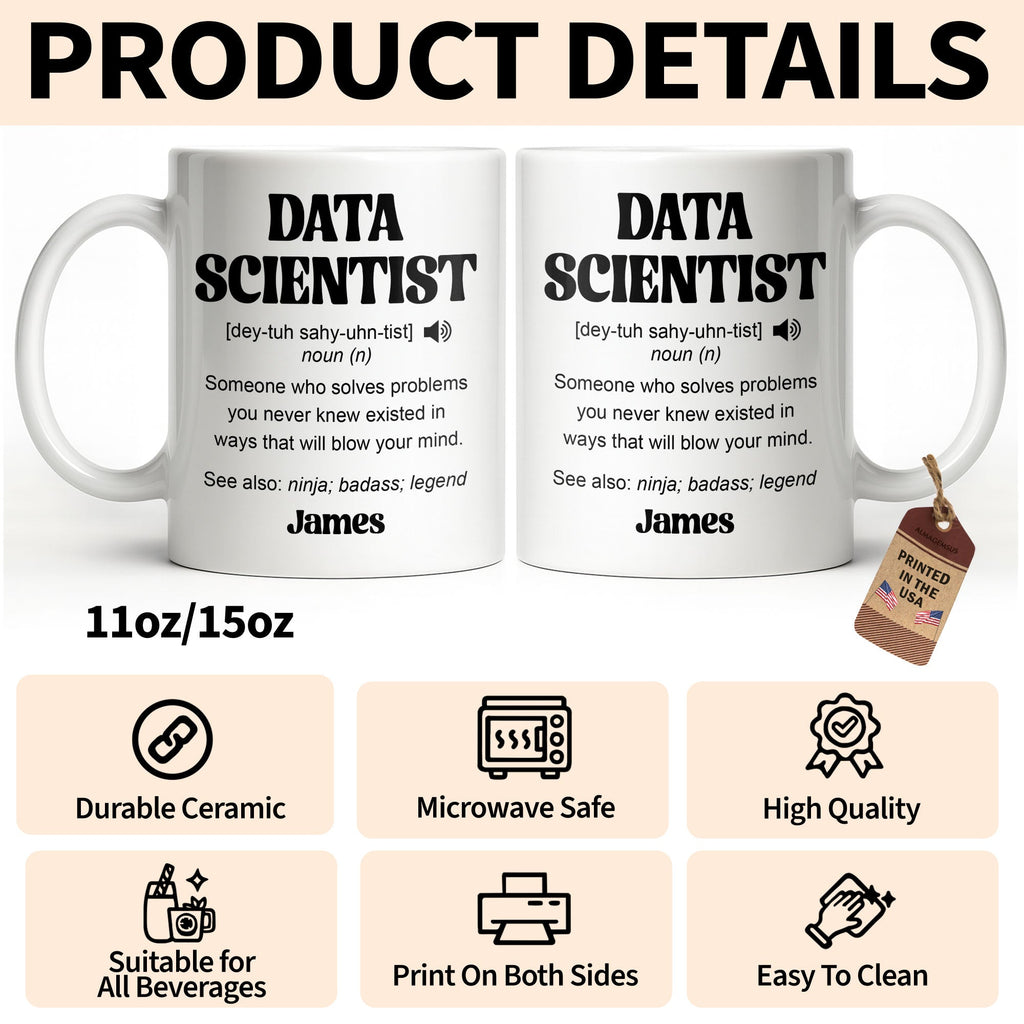 Personalized Data Scientist Coffee Mug Custom Gift Idea Edge-to-edge Mug GradoCreations