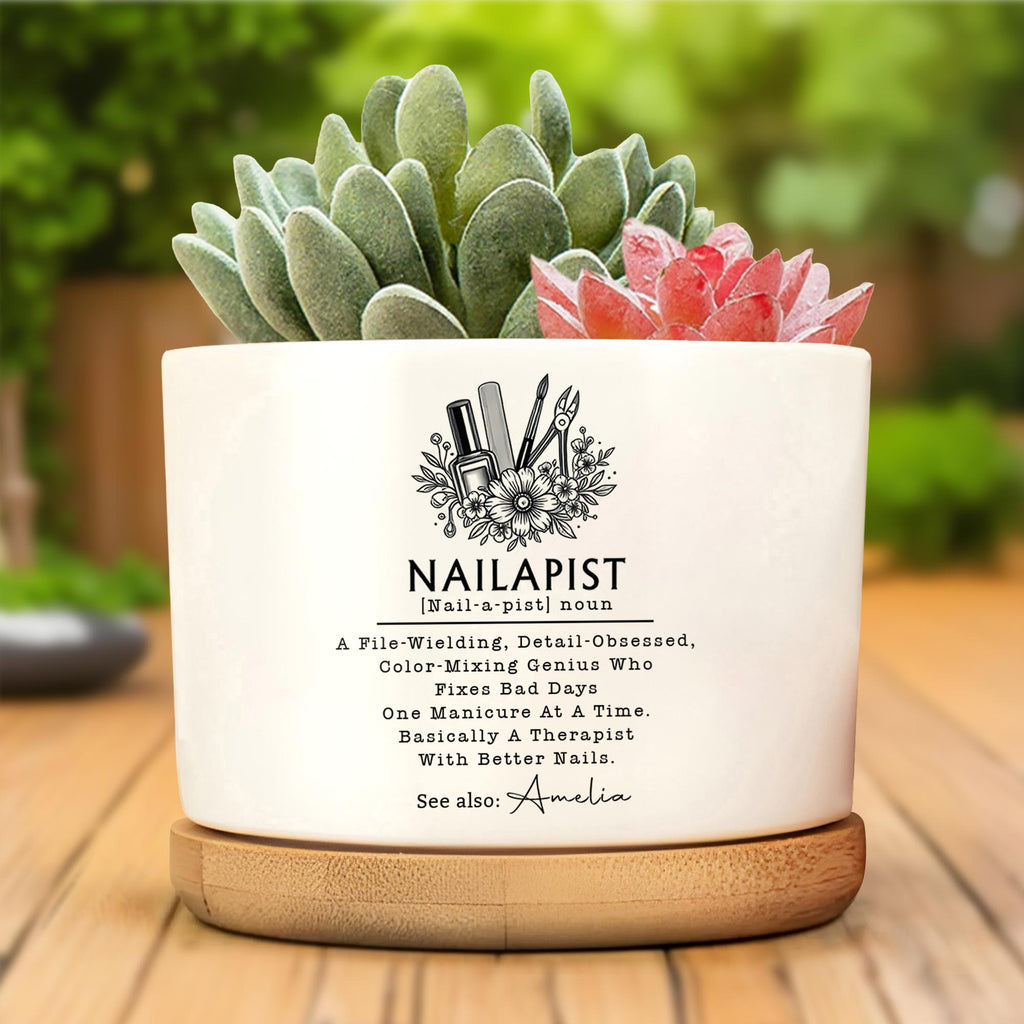 Personalized Ceramic Plant Pot Custom Name Gift for Nail Artist Ceramic Plant Pot GradoCreations