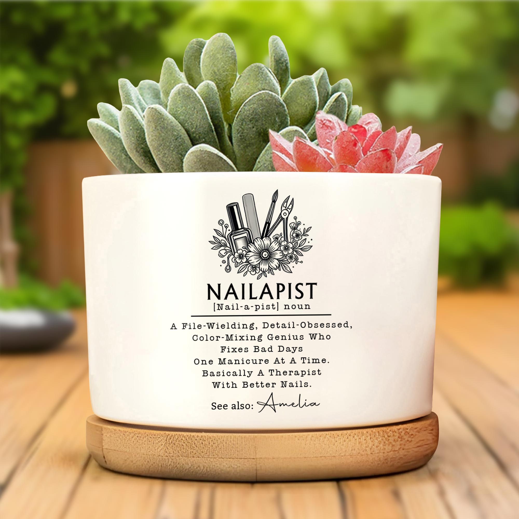 Personalized Ceramic Plant Pot Custom Name Gift for Nail Artist Ceramic Plant Pot GradoCreations