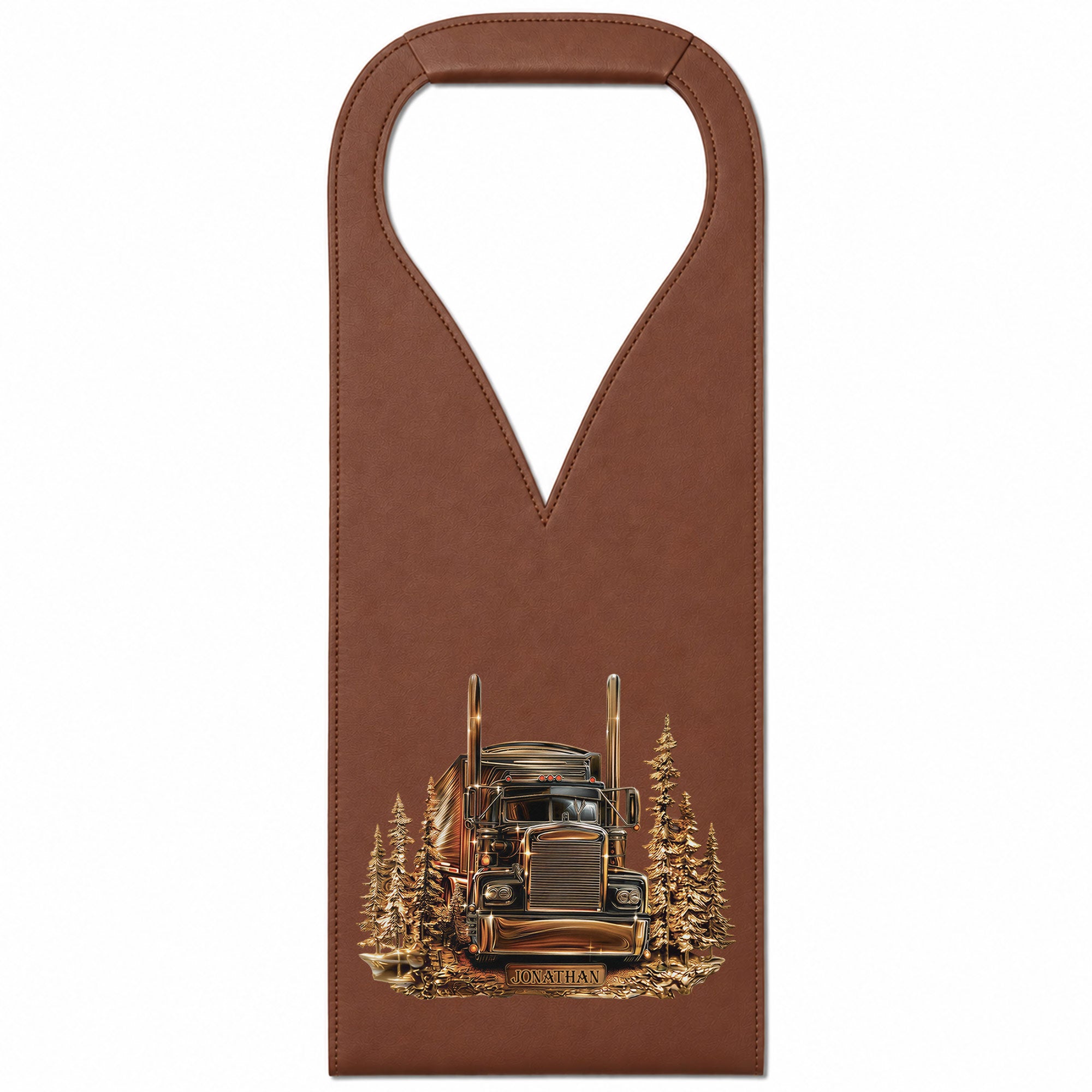 Personalized Leather Wine Bag Custom Name for Truck Driver Gift Leather Wine Bag GradoCreations