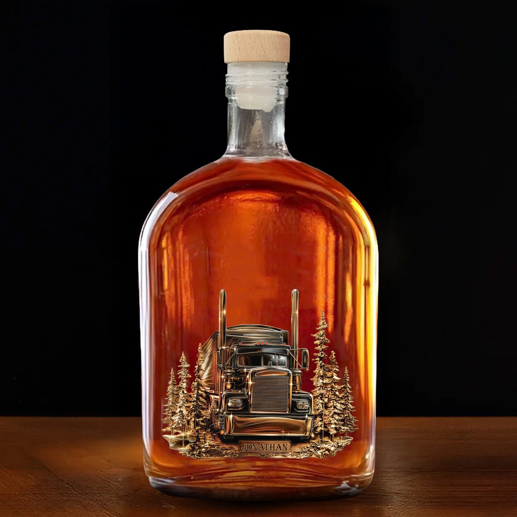 Personalized Whiskey Bottle Custom Name Gift for Dad Truck Driver Whiskey Bottle GradoCreations
