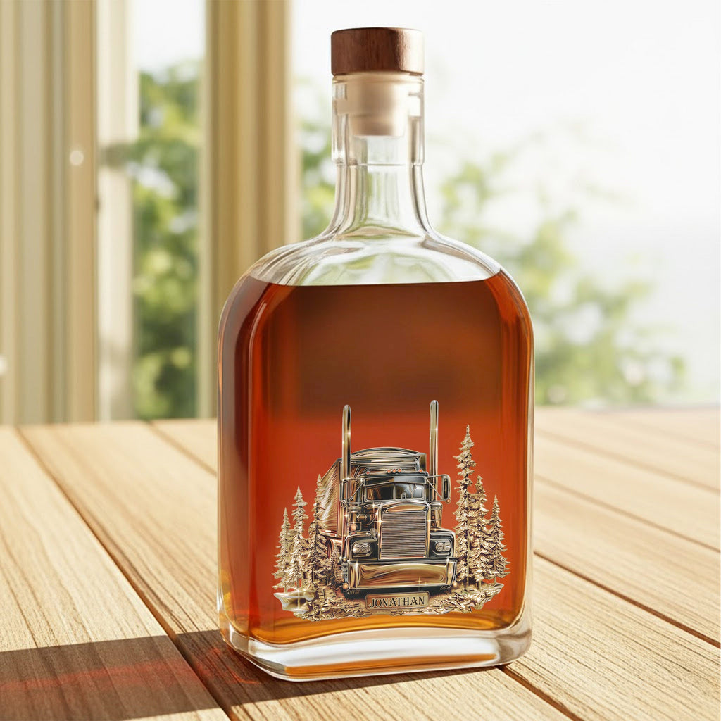 Personalized Whiskey Bottle Custom Name Gift for Dad Truck Driver Whiskey Bottle GradoCreations