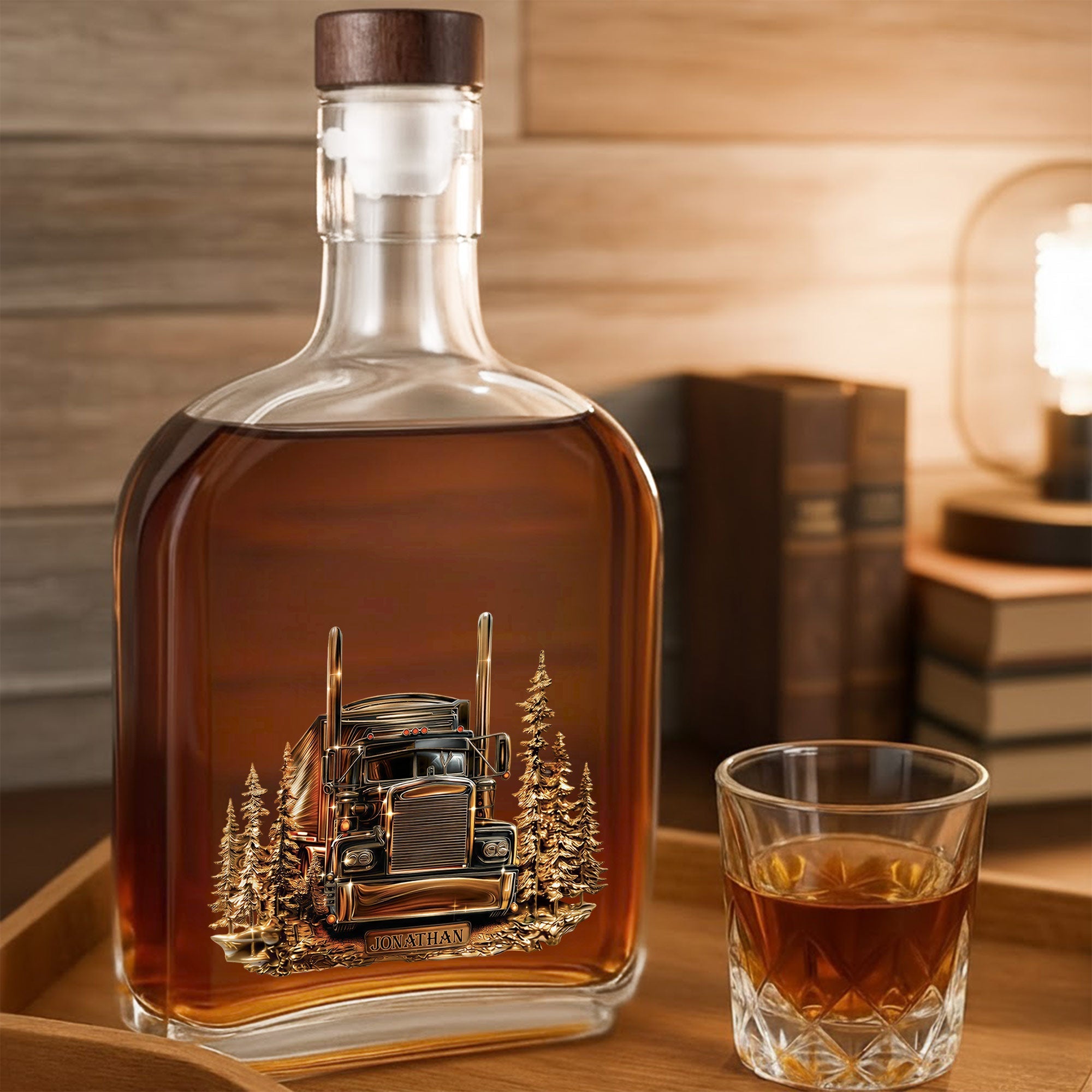 Personalized Whiskey Bottle Custom Name Gift for Dad Truck Driver Whiskey Bottle GradoCreations