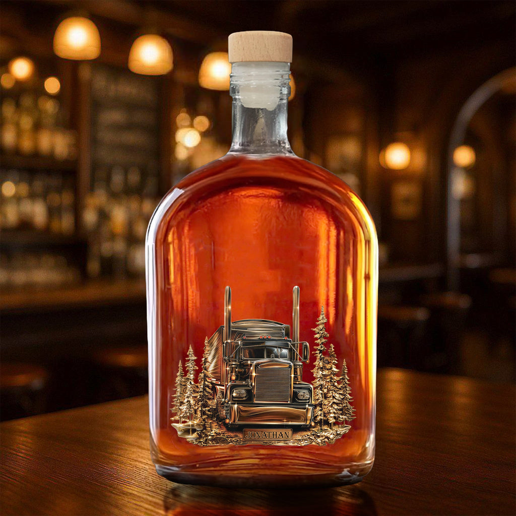 Personalized Whiskey Bottle Custom Name Gift for Dad Truck Driver Whiskey Bottle GradoCreations