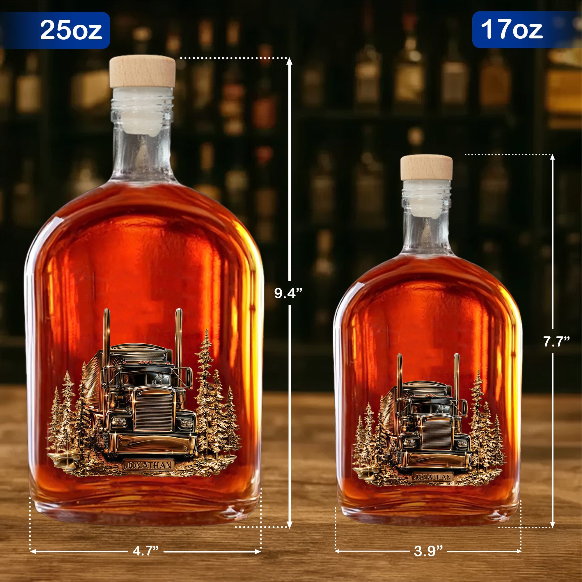 Personalized Whiskey Bottle Custom Name Gift for Dad Truck Driver Whiskey Bottle GradoCreations