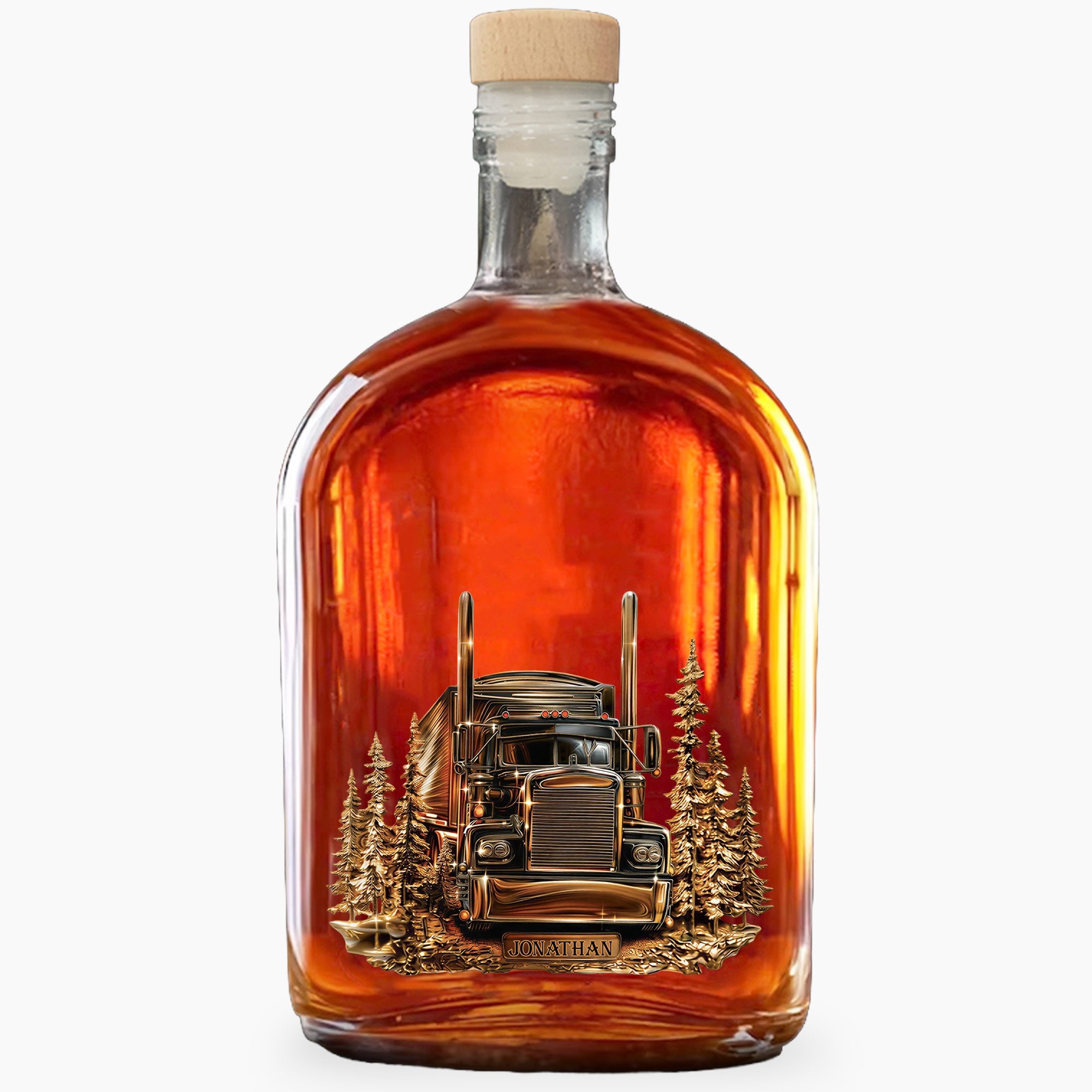 Personalized Whiskey Bottle Custom Name Gift for Dad Truck Driver Whiskey Bottle GradoCreations