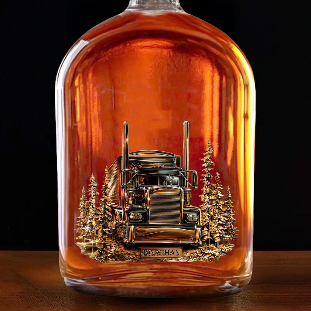 Personalized Whiskey Bottle Custom Name Gift for Dad Truck Driver Whiskey Bottle GradoCreations