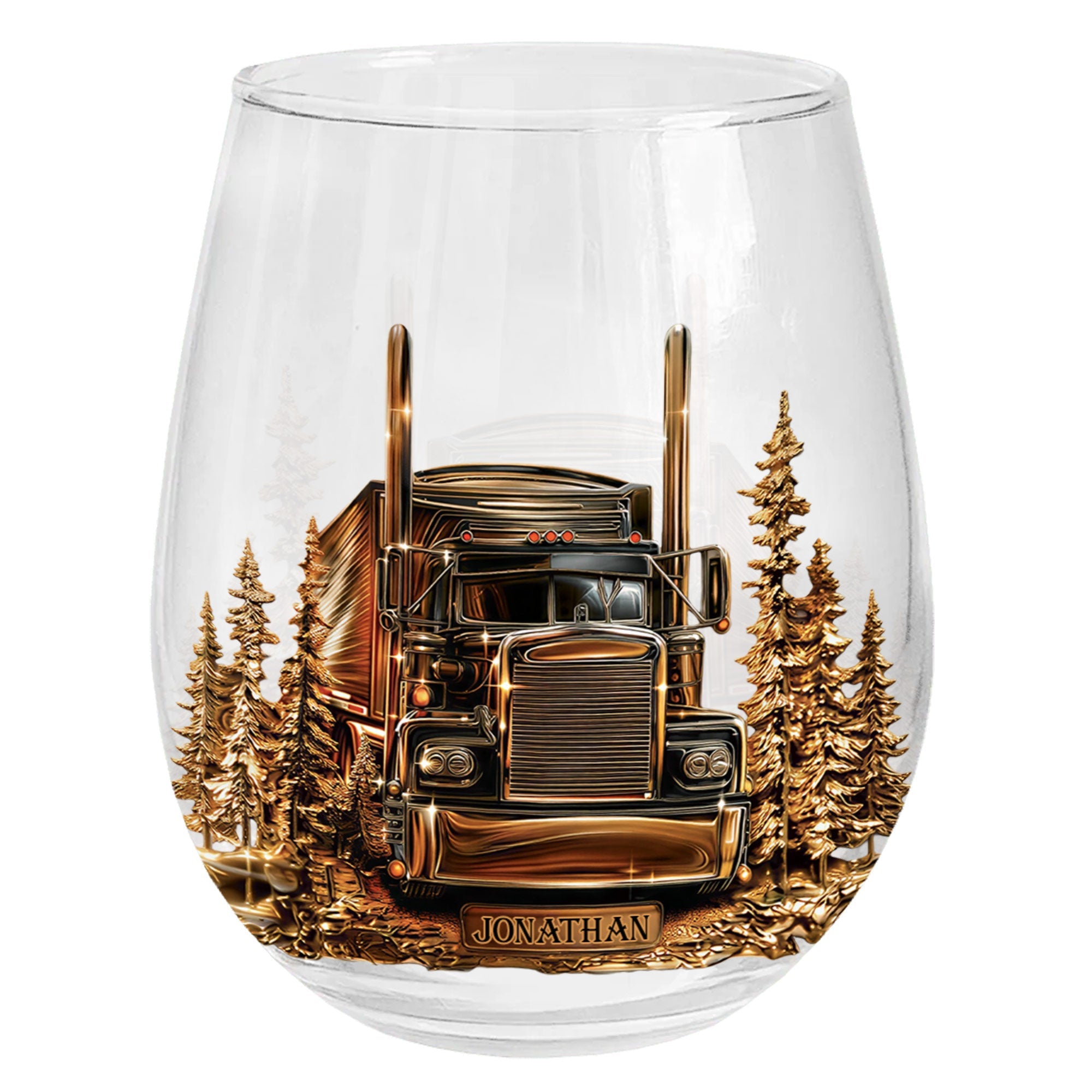 Personalized Stemless Wine Glass Custom Name Truck Driver Gift Wine Glasses GradoCreations