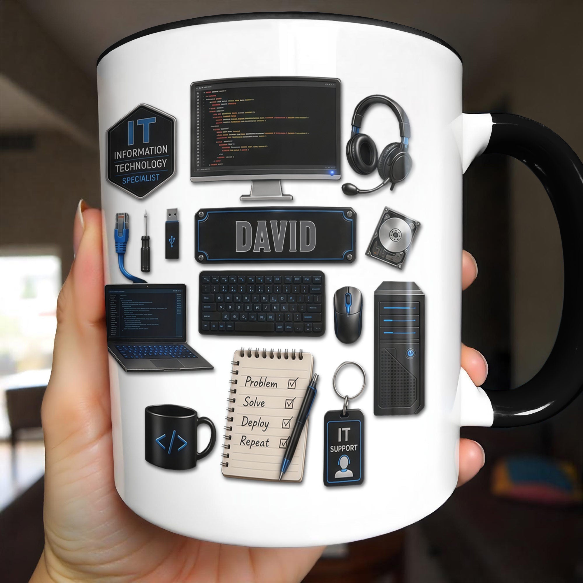 Personalized Accent Mug Custom Name Gift for Engineer Accent Mug GradoCreations