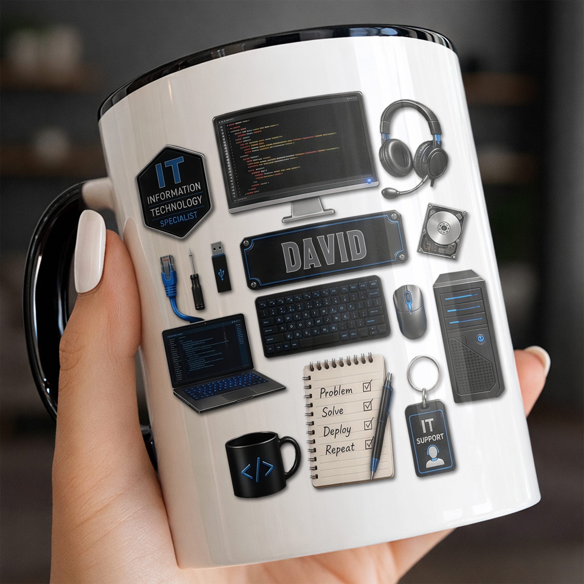 Personalized Accent Mug Custom Name Gift for Engineer Accent Mug GradoCreations