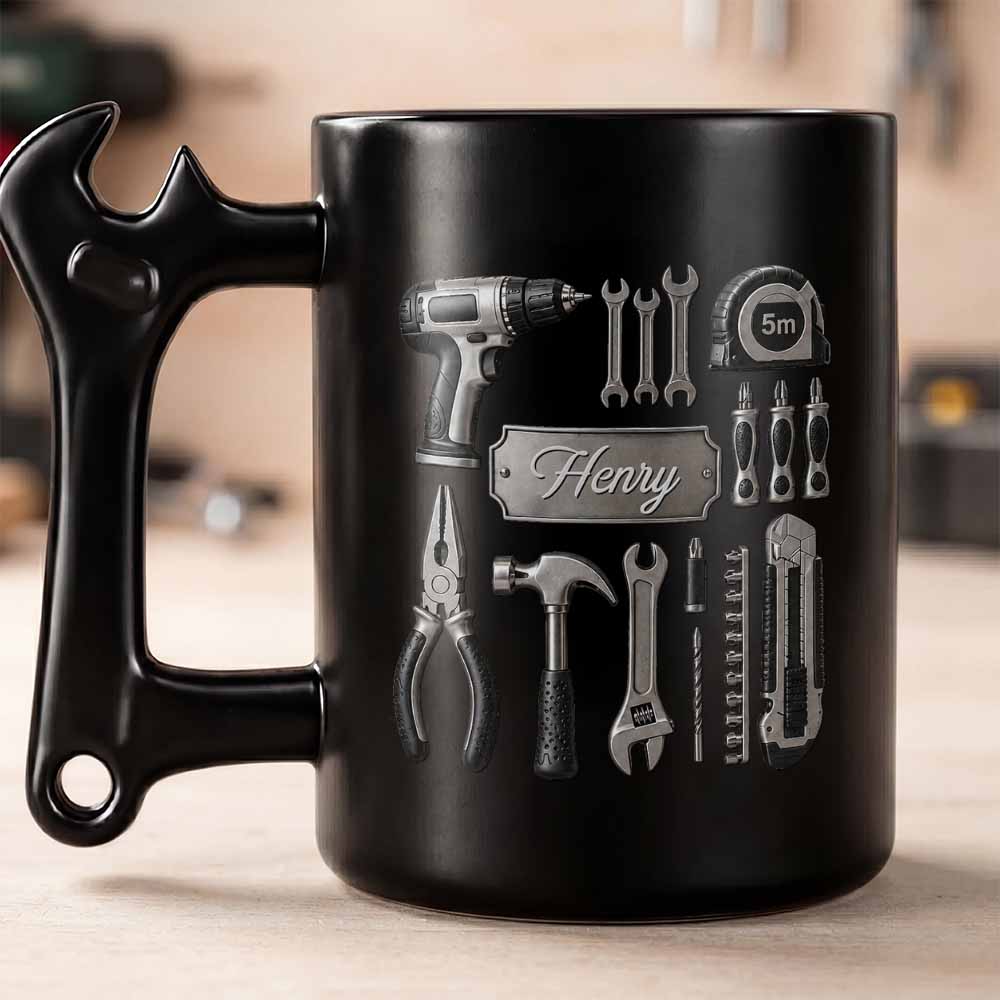 Personalized Wrench Handle Coffee Mug Custom Name Gift for Dad Wrench Handle Mug GradoCreations