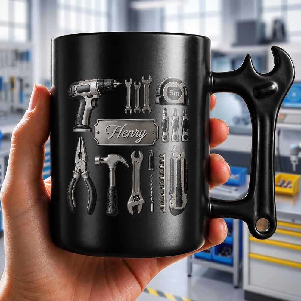 Personalized Wrench Handle Coffee Mug Custom Name Gift for Dad Wrench Handle Mug GradoCreations