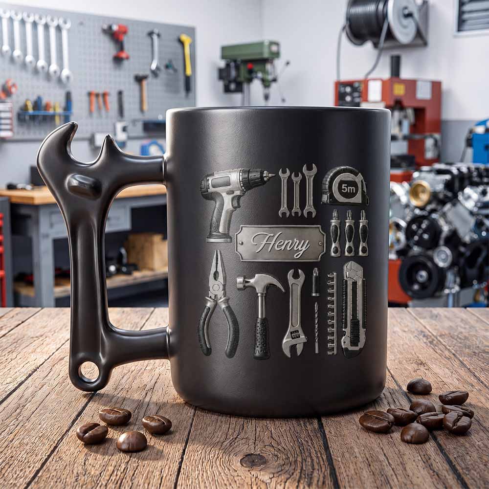 Personalized Wrench Handle Coffee Mug Custom Name Gift for Dad Wrench Handle Mug GradoCreations