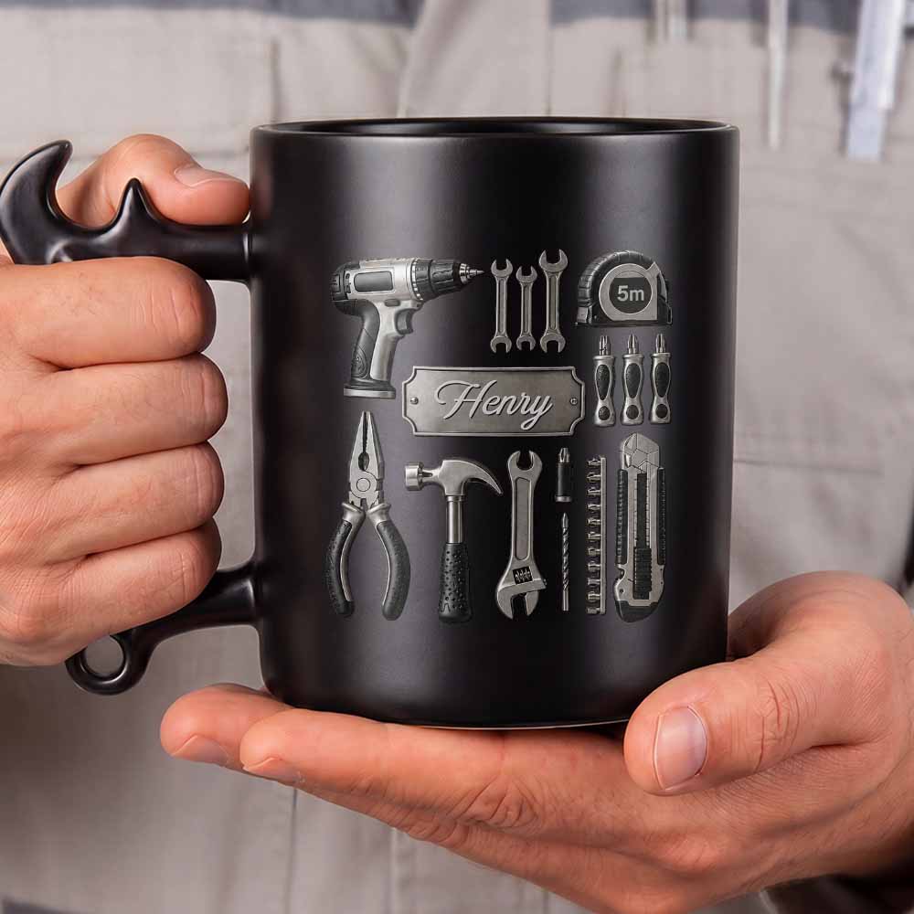 Personalized Wrench Handle Coffee Mug Custom Name Gift for Dad Wrench Handle Mug GradoCreations