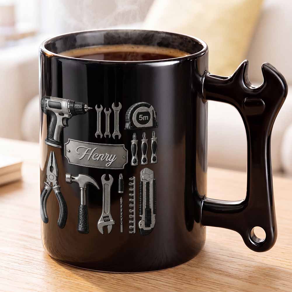 Personalized Wrench Handle Coffee Mug Custom Name Gift for Dad Wrench Handle Mug GradoCreations