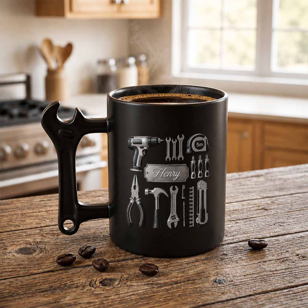 Personalized Wrench Handle Coffee Mug Custom Name Gift for Dad Wrench Handle Mug GradoCreations
