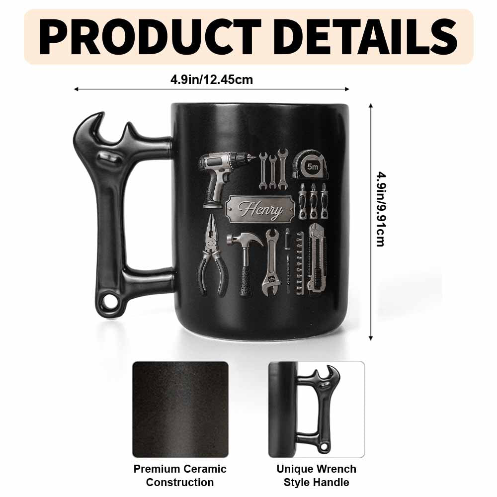Personalized Wrench Handle Coffee Mug Custom Name Gift for Dad Wrench Handle Mug GradoCreations