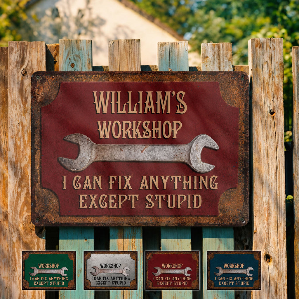 Personalized Metal Sign for Garage Custom Name Gift for Dad Metal Sign GradoCreations