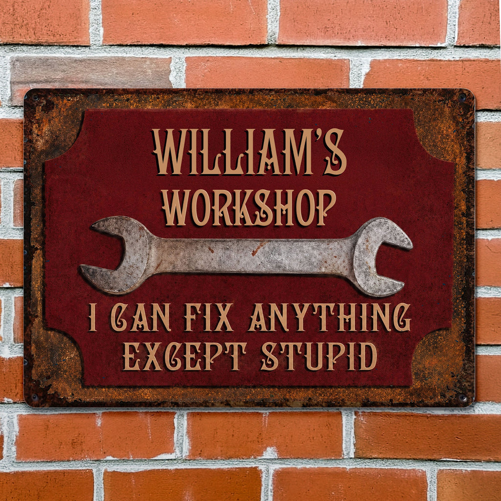 Personalized Metal Sign for Garage Custom Name Gift for Dad Metal Sign GradoCreations