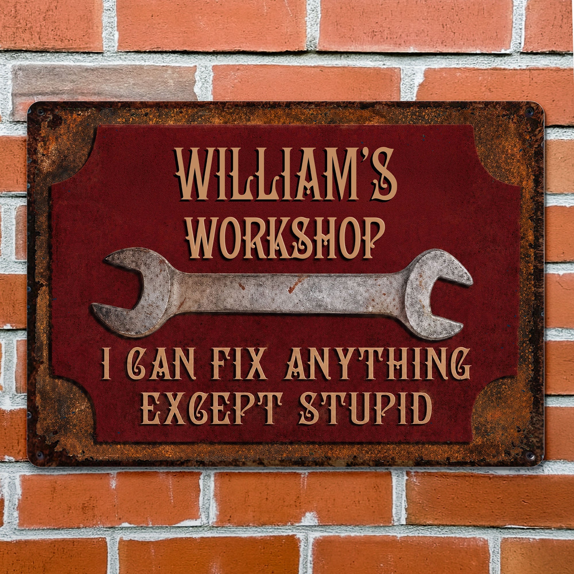 Personalized Metal Sign for Garage Custom Name Gift for Dad Metal Sign GradoCreations