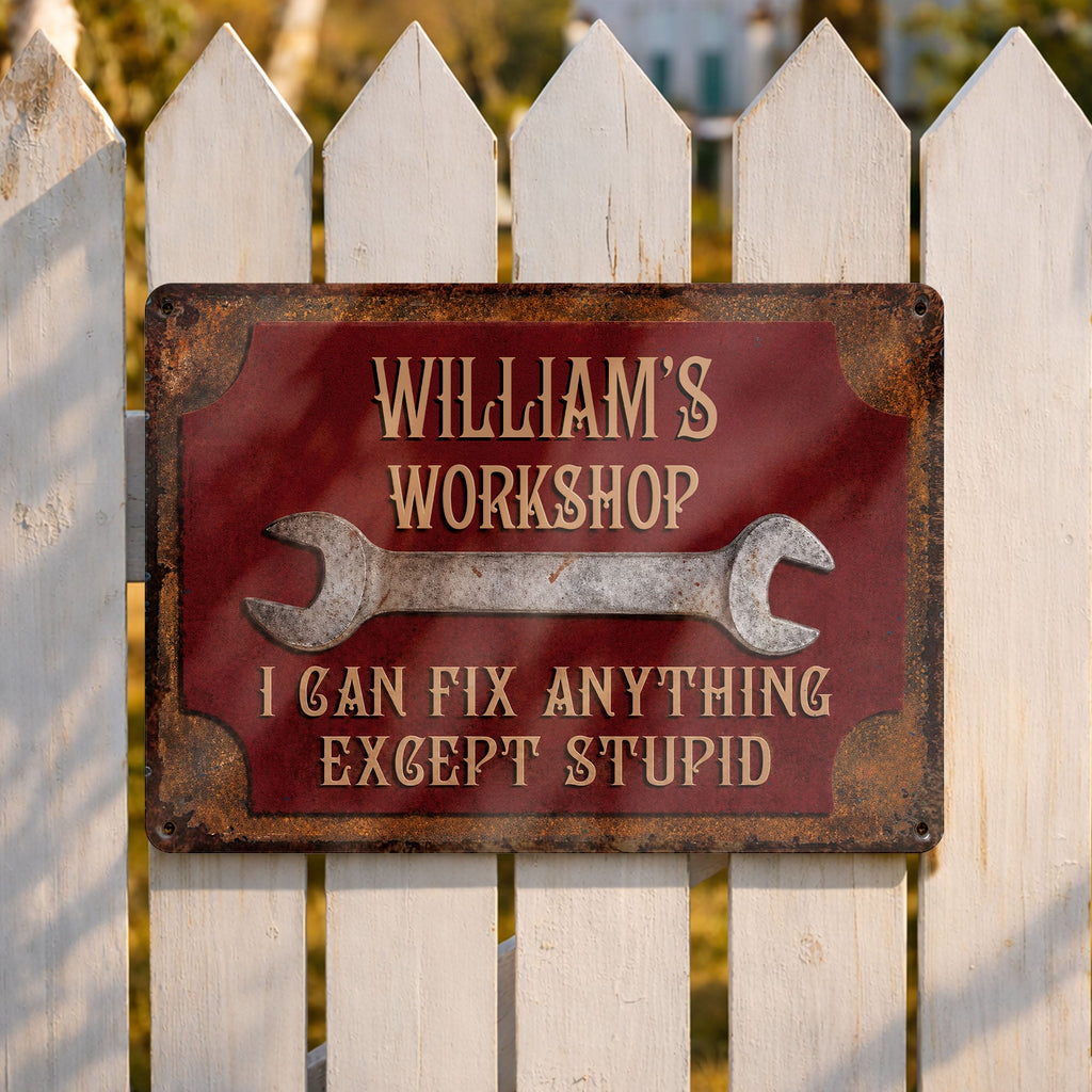 Personalized Metal Sign for Garage Custom Name Gift for Dad Metal Sign GradoCreations