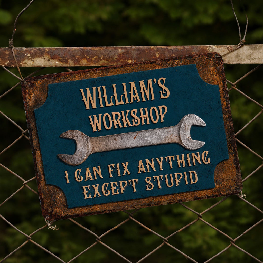 Personalized Metal Sign for Garage Custom Name Gift for Dad Metal Sign GradoCreations
