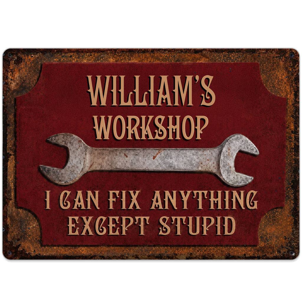 Personalized Metal Sign for Garage Custom Name Gift for Dad Metal Sign GradoCreations