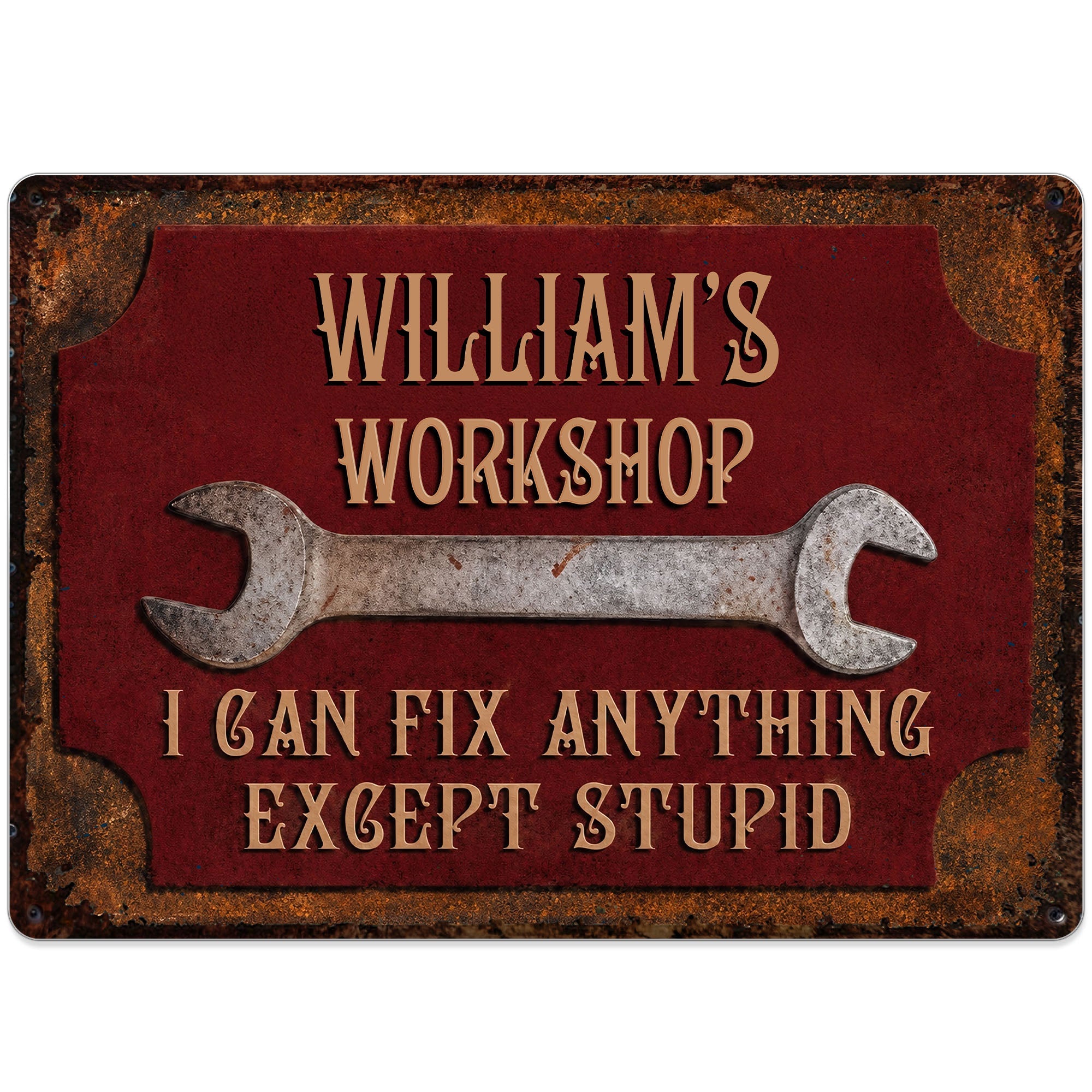 Personalized Metal Sign for Garage Custom Name Gift for Dad Metal Sign GradoCreations