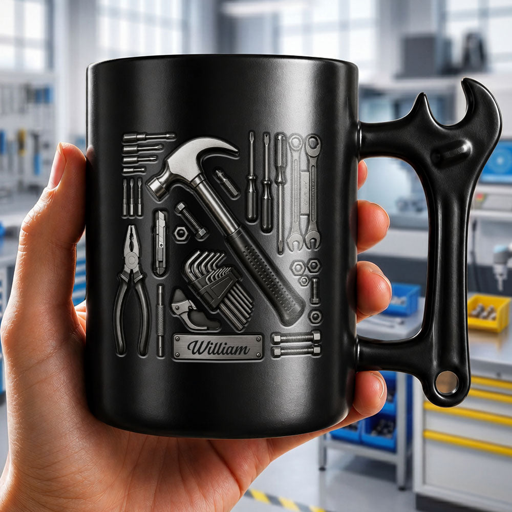 Personalized Wrench Handle Coffee Mug Custom Name Gift for Dad Wrench Handle Mug GradoCreations
