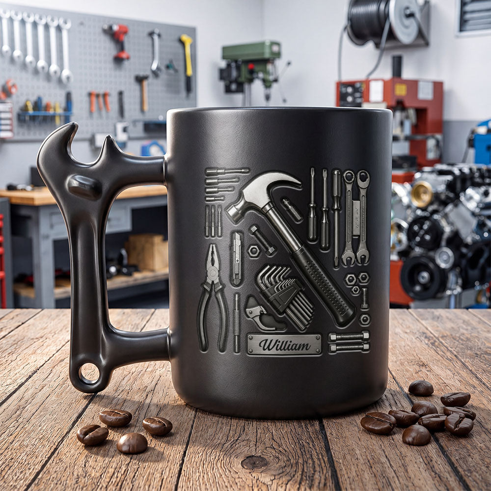 Personalized Wrench Handle Coffee Mug Custom Name Gift for Dad Wrench Handle Mug GradoCreations