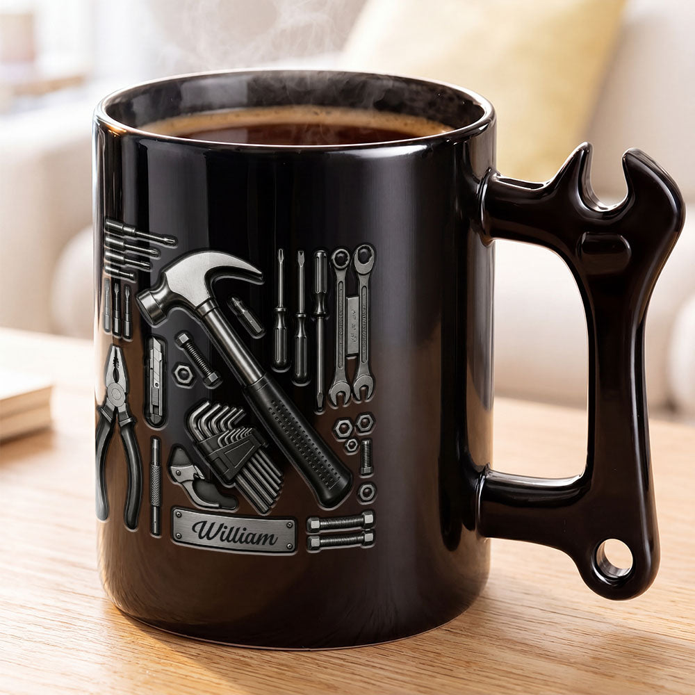 Personalized Wrench Handle Coffee Mug Custom Name Gift for Dad Wrench Handle Mug GradoCreations