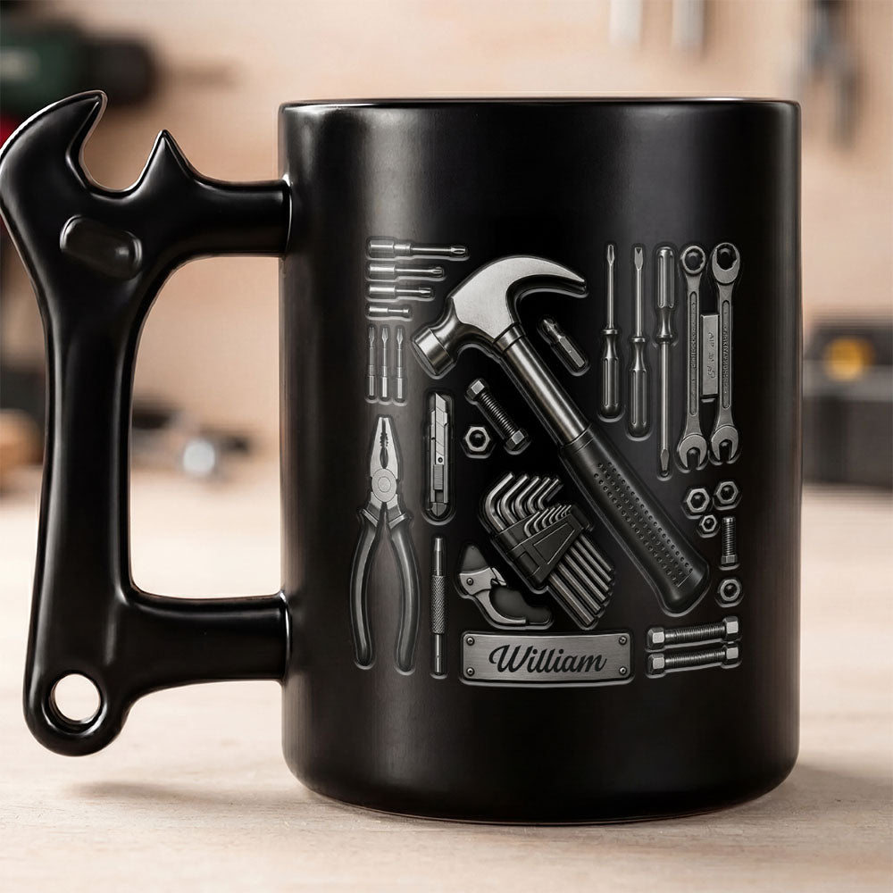 Personalized Wrench Handle Coffee Mug Custom Name Gift for Dad Wrench Handle Mug GradoCreations