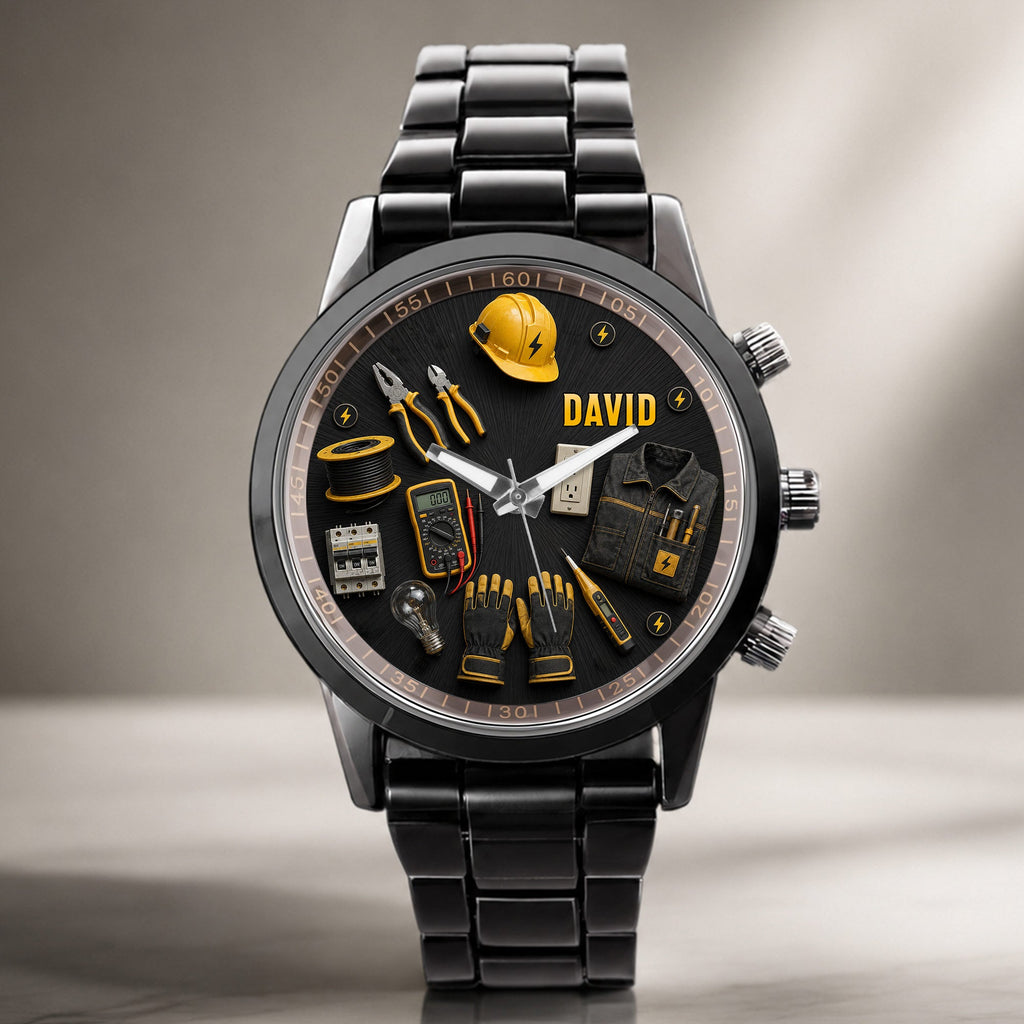 Personalized Custom Men's Watch for Electrician with Name Gift Men's Watch GradoCreations