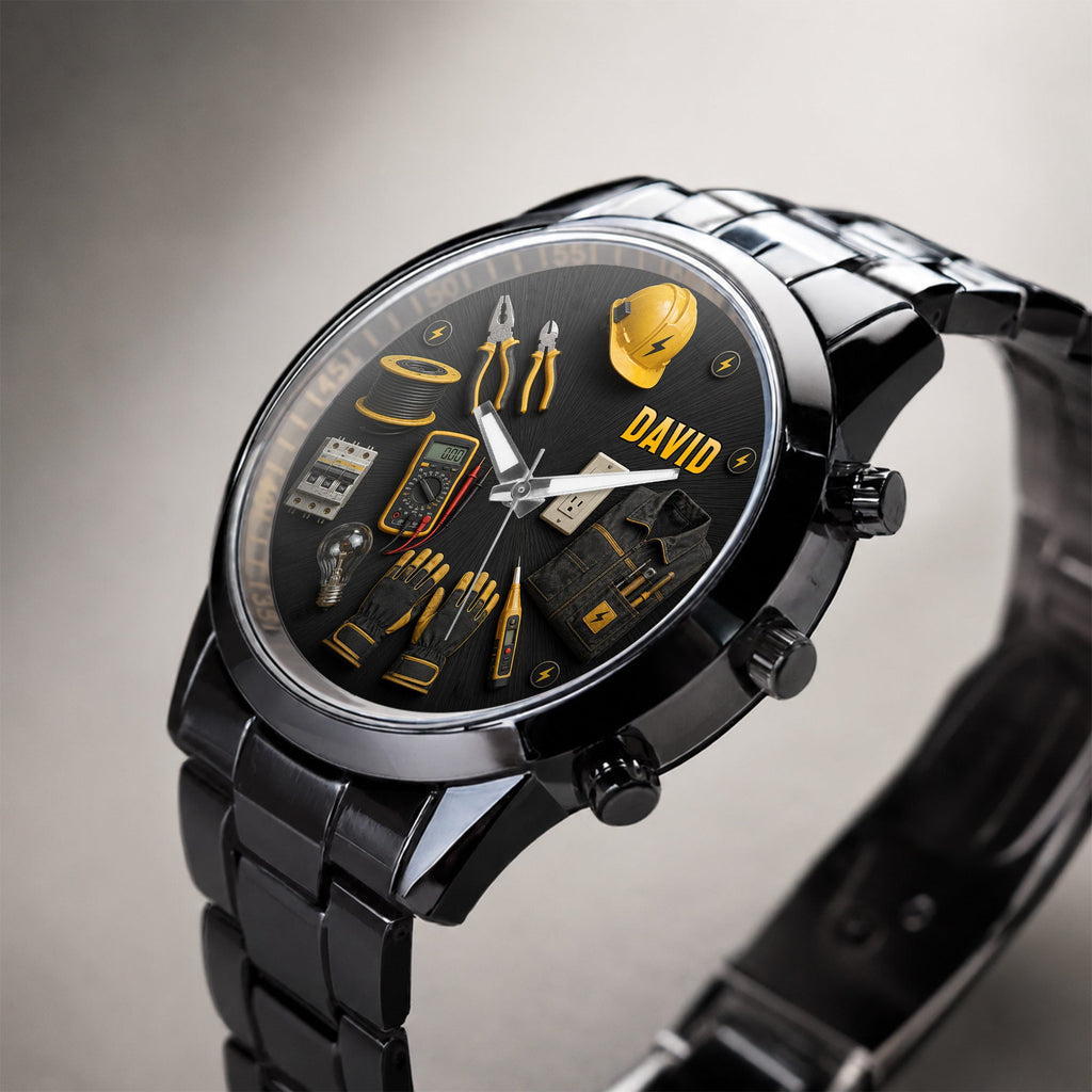 Personalized Custom Men's Watch for Electrician with Name Gift Men's Watch GradoCreations