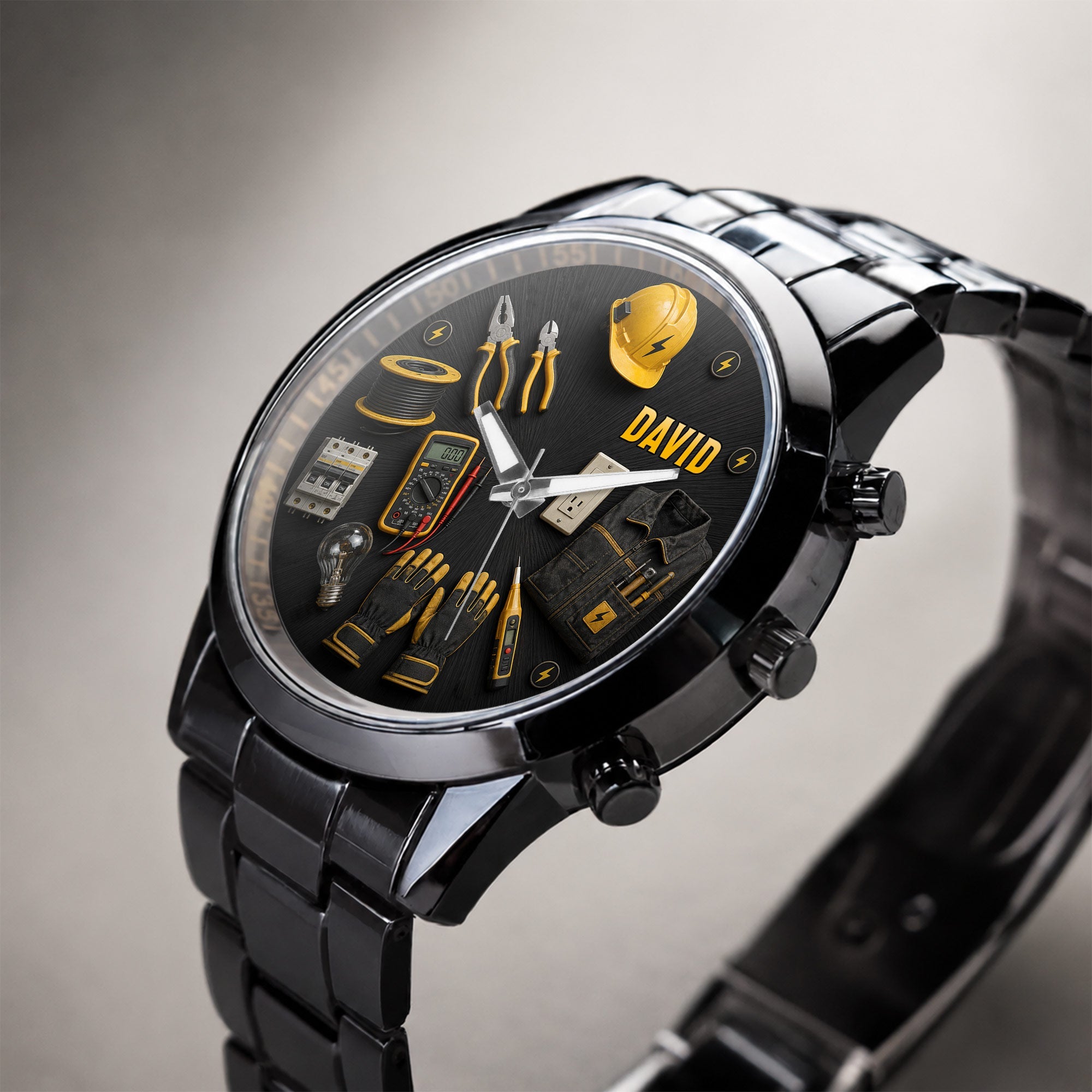 Personalized Custom Men's Watch for Electrician with Name Gift Men's Watch GradoCreations
