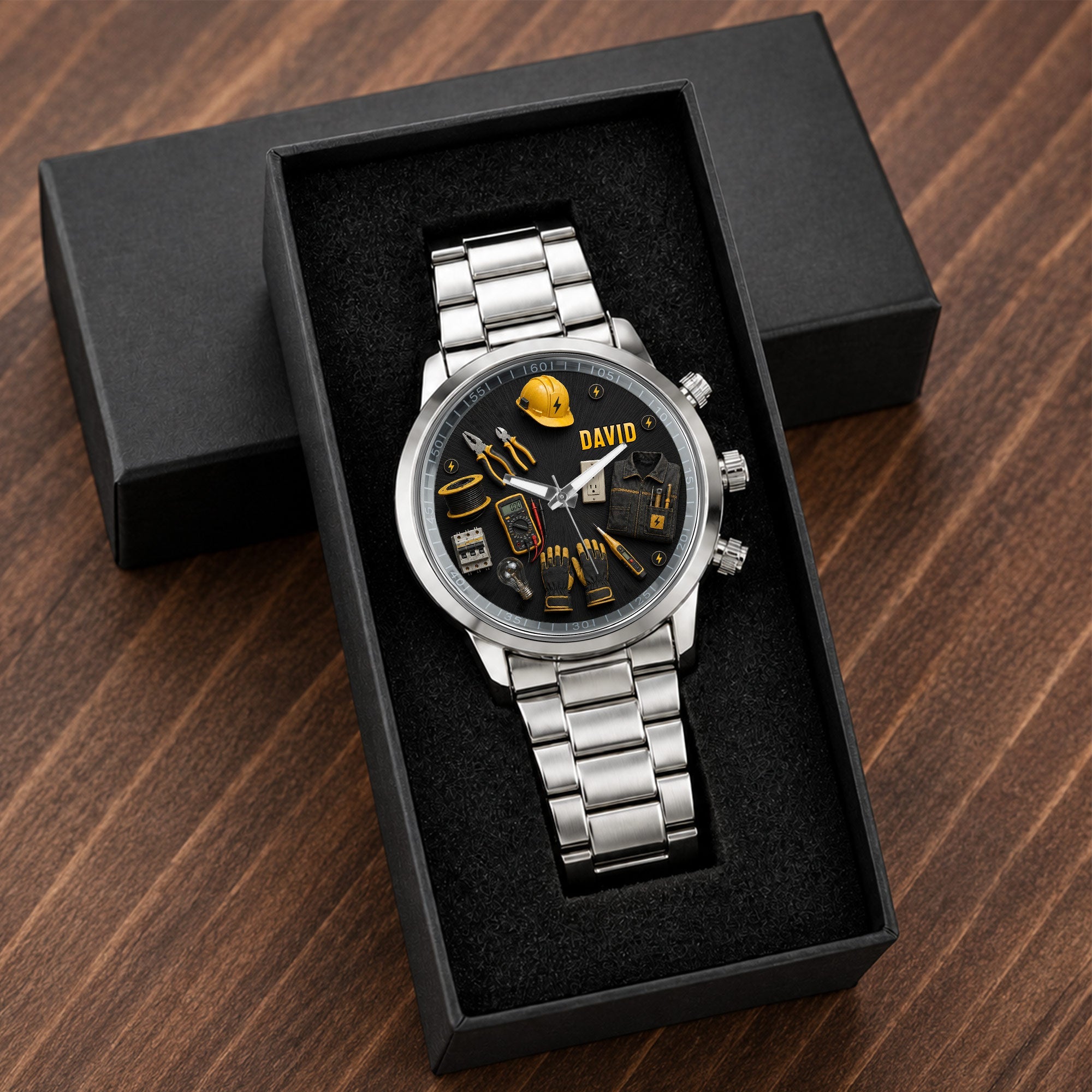 Personalized Custom Men's Watch for Electrician with Name Gift Men's Watch GradoCreations